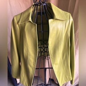 Lime green, Jones New York leather jacket, size 1X but fits like a large